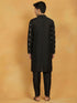 Vastramay Men's Black Cotton Blend Kurta And Pyjama Set